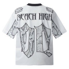 Snake Scale Design Mesh Jersey Short Sleeve T-shirt Loose