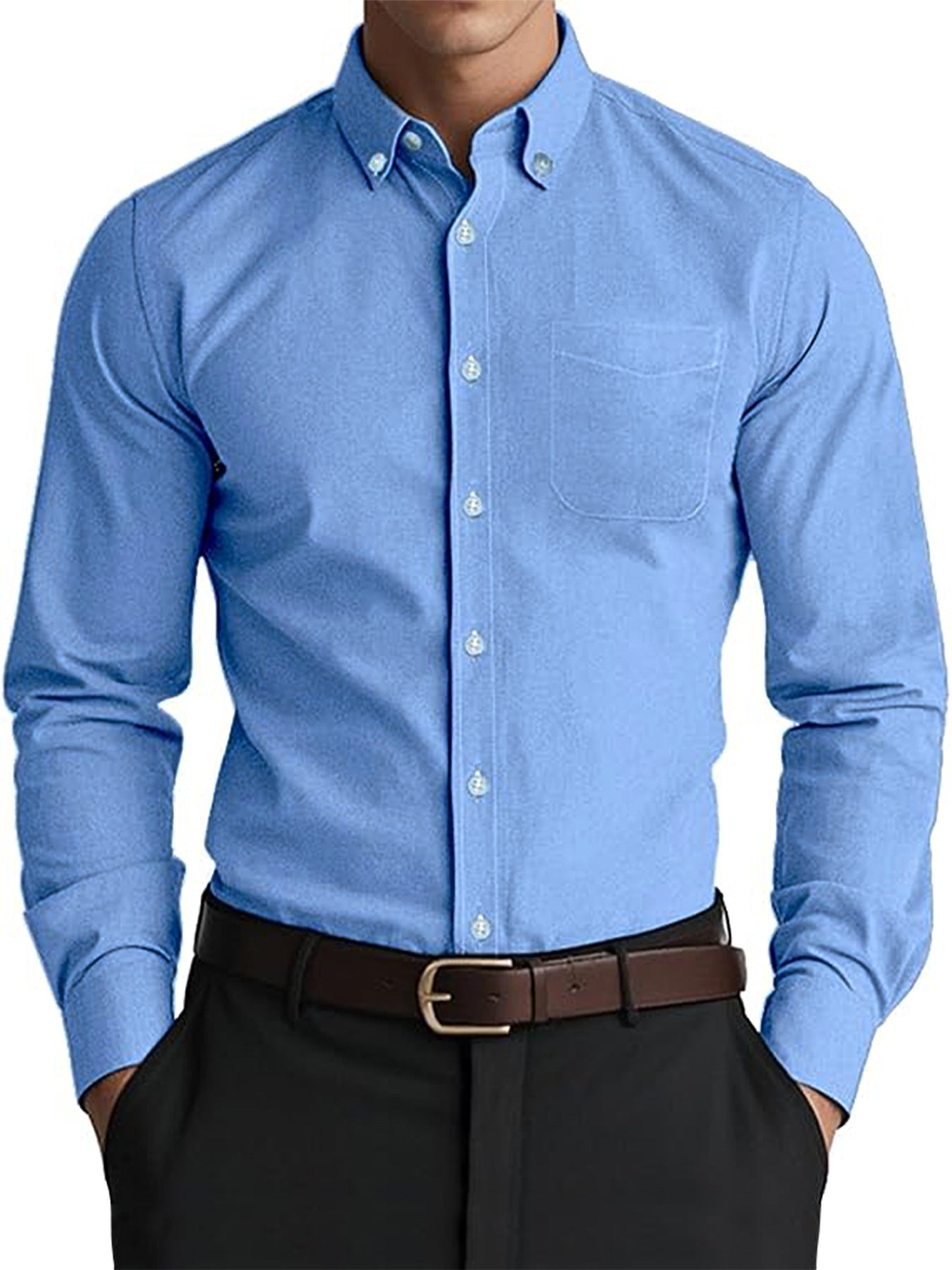 Men's Oxford Pure Color Casual Loose Shirt