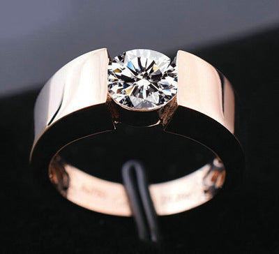 Diamond Rose Gold Couple Ring Fashion Wedding Simple Shiny Ring