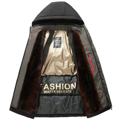 Business Casual Black And Gold Cotton-padded Coat Men's Warm Navy Blue Cotton-padded Coat