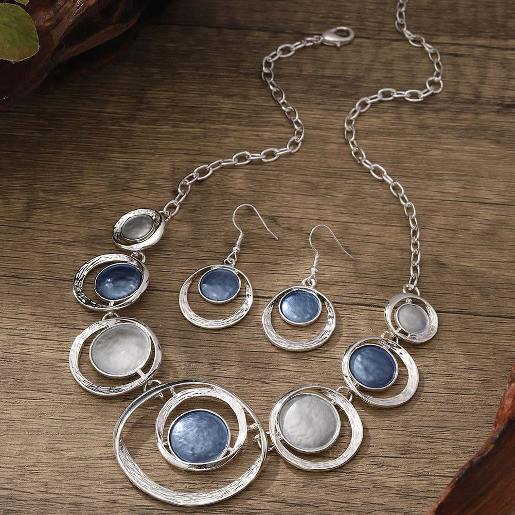 Retro Oil-dropped Hollow Round Earrings Women's Necklace