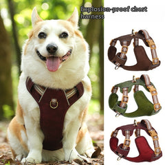 Explosion-proof Reflective Retro Leather Pet Harness