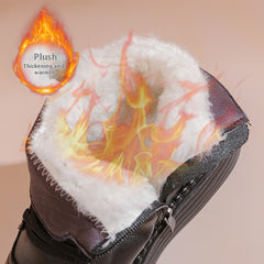 Mother Cowhide Wool Fleece Lined Soft Bottom Non-slip Wear-resistant Ankle Boots