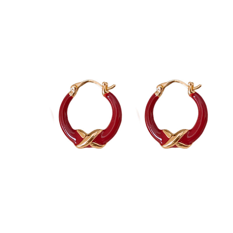 Real Gold Plating Enamel Earrings