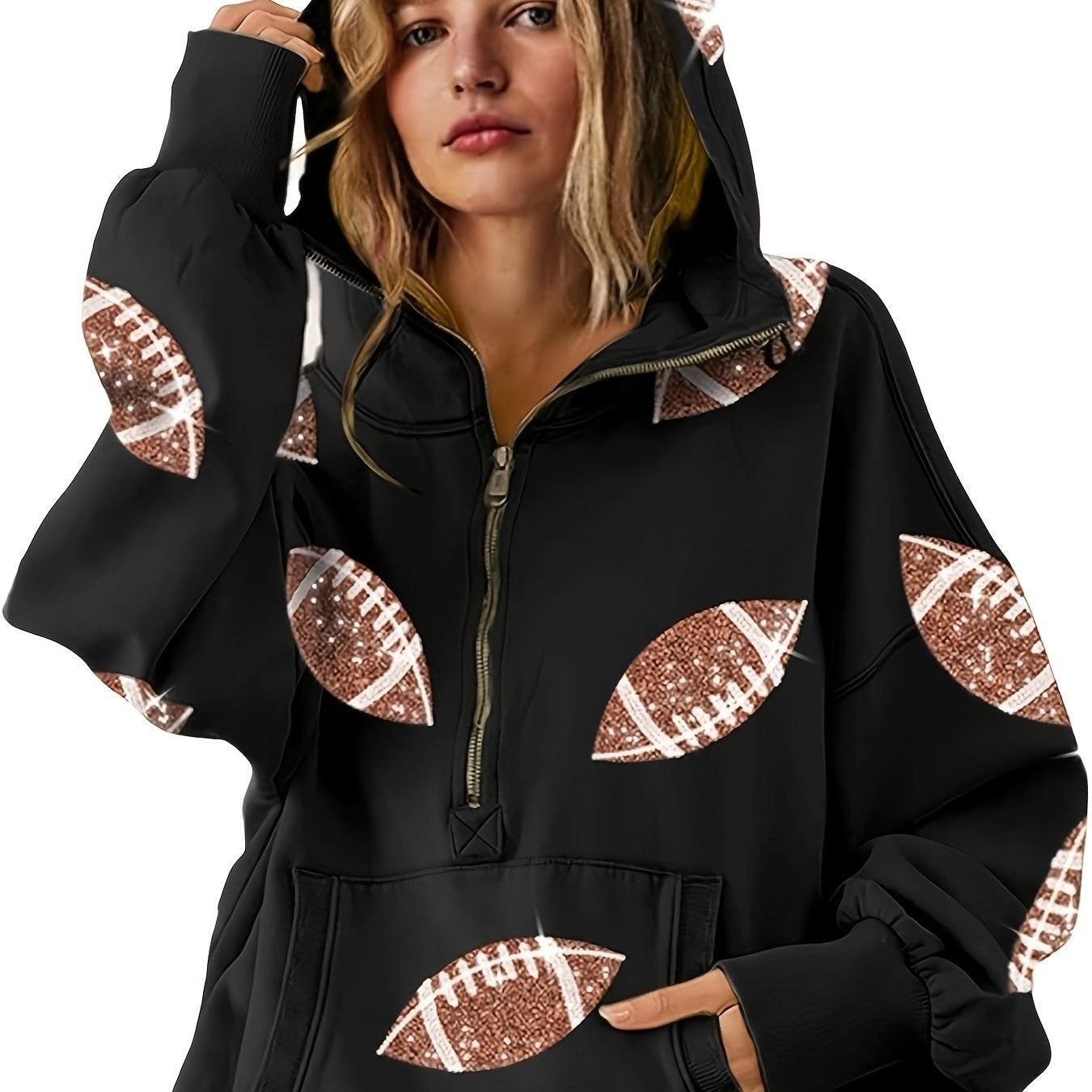 Sweater Women's Clothing Zipper Drawstring Long Sleeve