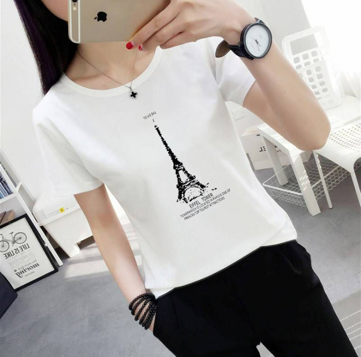 Women's t-shirt printing letters short-sleeved t-shirt women