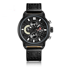 Men's Leather Belt Quartz Watch Waterproof Leisure