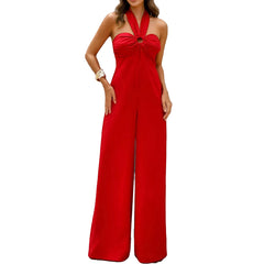 Women's Solid Color Sexy Slim Halter Tube Top Jumpsuit