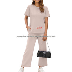 Sexy Women's Round Neck Loose Pullover Short-sleeved Top