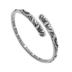 Retro With Opening Lotus Silver Bracelet Children