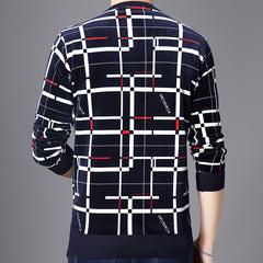 Men's Double-faced Velvet Striped Padded Sweater