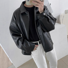 Men's Korean Leather Casual Baseball Jacket