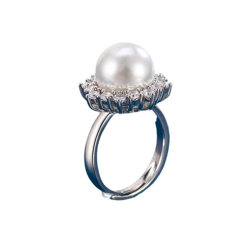Pearl Zircon Ring For Women Light Luxury Minority Exquisite Design