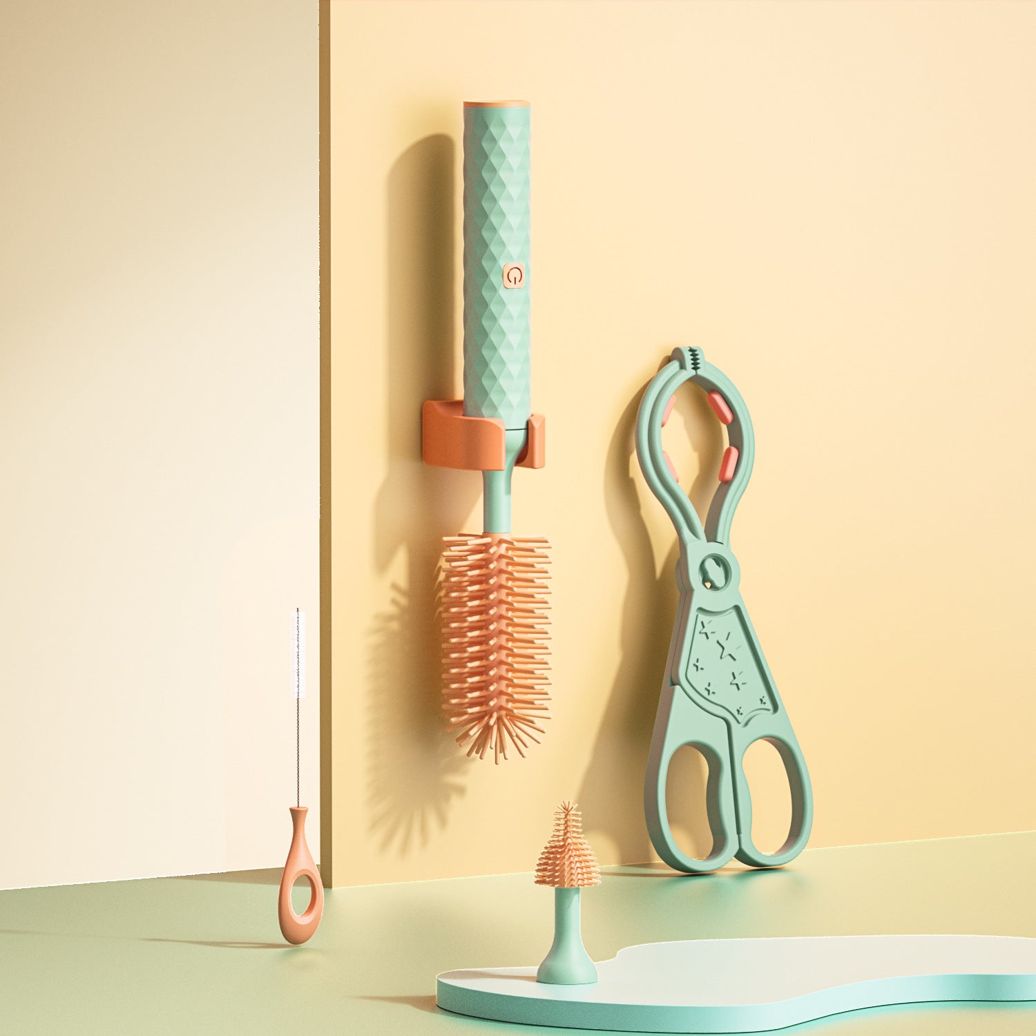 Electric Silicone Bottle Brush 360 Degree Rotating Baby Pacifier Cup Pacifier Cleaning Brush Set With Lithium Battery