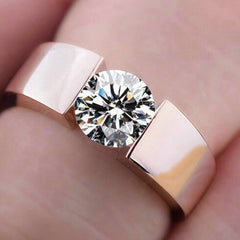 Diamond Rose Gold Couple Ring Fashion Wedding Simple Shiny Ring