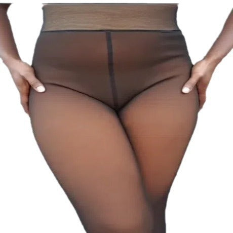 Women's Fall And Winter Outer Wear Plus Size Fake Transparent Black See-through Leggings