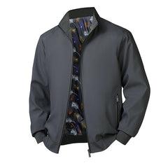 Plus Size Men's Spring Long Sleeve Stand-up Collar Jacket