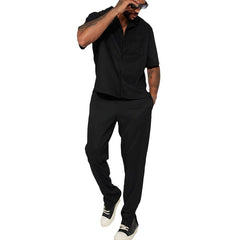 New Casual Loose Lapels Short-sleeved Trousers Trendy Men's Suit