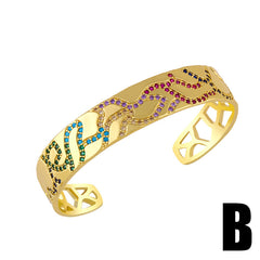 Personalized Wide Brim Gold Hollow Bracelet