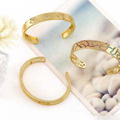 Personalized Wide Brim Gold Hollow Bracelet