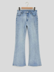 Mid-waist Retro Denim Bell-bottom Pants Stretch Multicolor