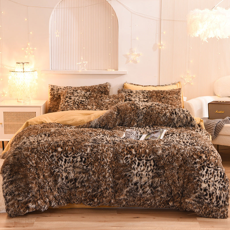 Luxury Thick Fleece Duvet Cover Queen King Winter Warm Bed Quilt Cover Pillowcase Fluffy Plush Shaggy Bedclothes Bedding Set Winter Body Keep Warm