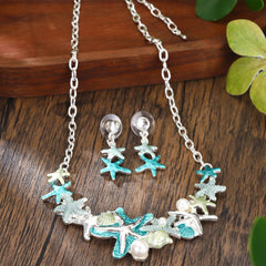 Starfish Shell Jewelry Necklace And Earrings Suite