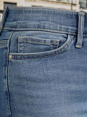 Women's High Waisted Slim Straight Leg Jeans, Deep Blue Stretch Denim, Machine Washable, Suitable For Daily Commuting And Casual Wear In All Seasons, Comfortable And Fashionable