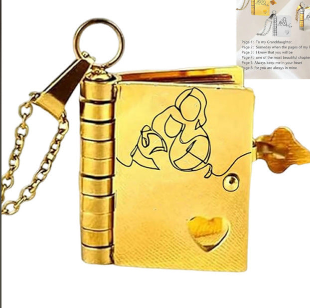 Book Pendant With Words Can Be Opened Love Book Titanium Steel Necklace