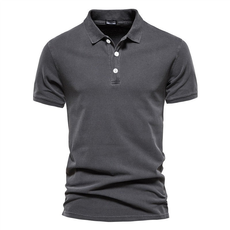 Lapel European And American Sports Men Twill Short Sleeve