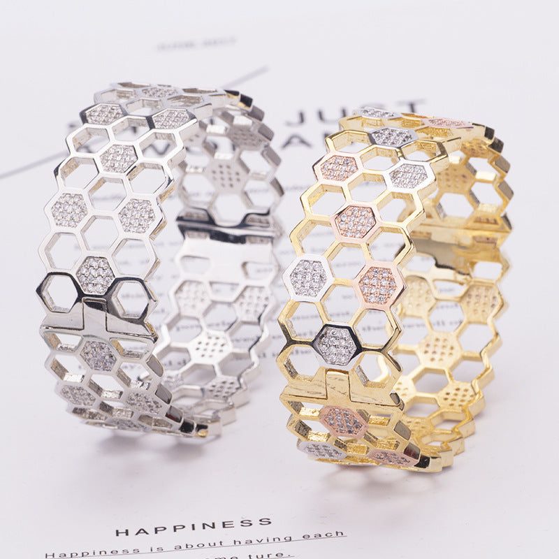 Honeycomb Diamond Bracelet Co-built Love Nest Ring