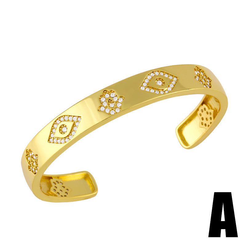 Personalized Wide Brim Gold Hollow Bracelet