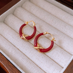 Real Gold Plating Enamel Earrings