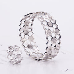 Honeycomb Diamond Bracelet Co-built Love Nest Ring